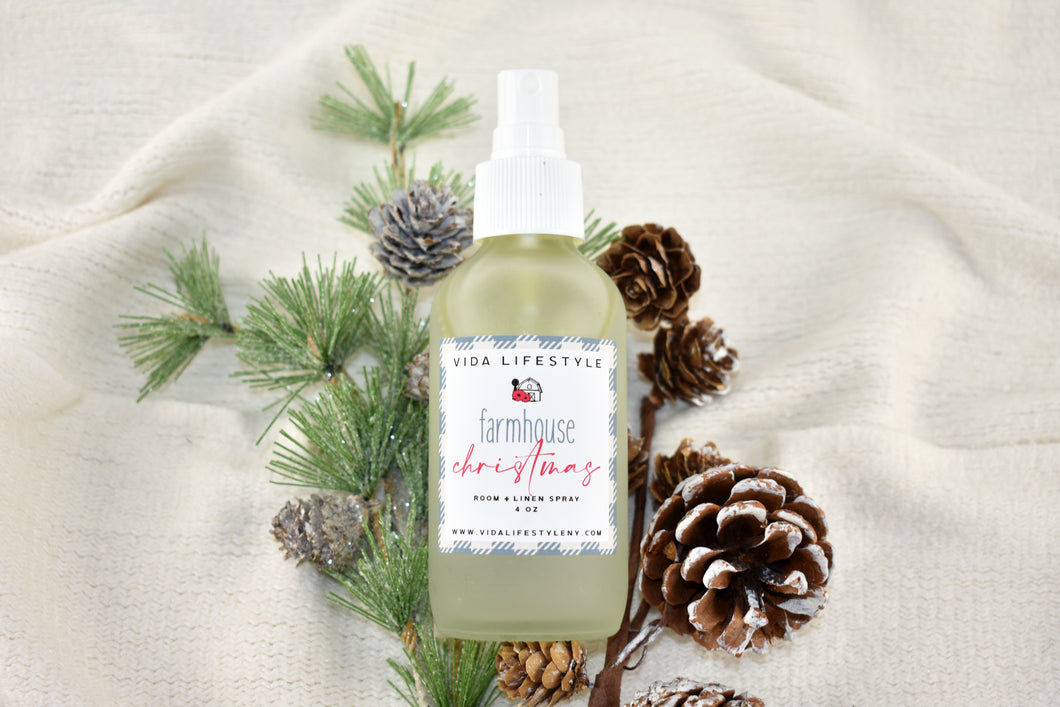 Farmhouse Christmas Room + Linen Spray